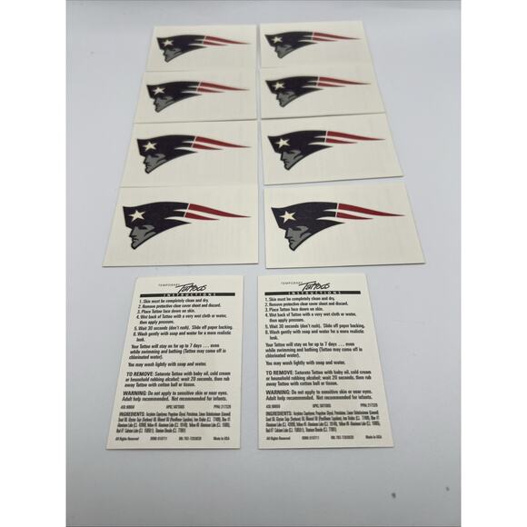 NFL New England Patriots 10 Pack Temporary Tattoos Face & Body Football Tattoo - Picture 5 of 9